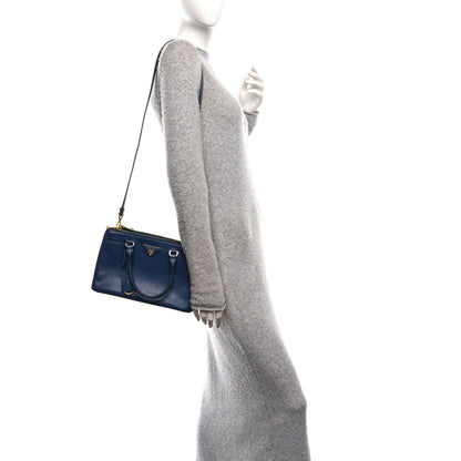 Prada Saffiano Lux Mini Galleria Double Zip Tote Bluette 3 of 16