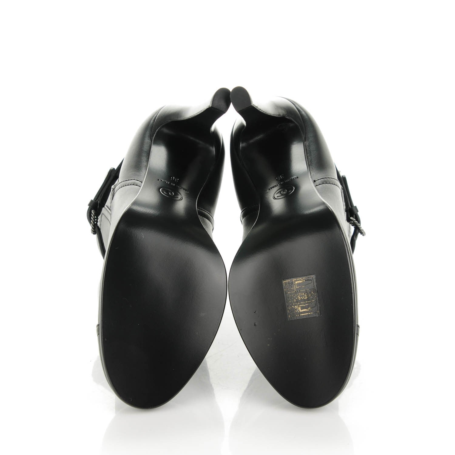 Chanel Calfskin Buckle Short Boots 36 Black 5 of 7