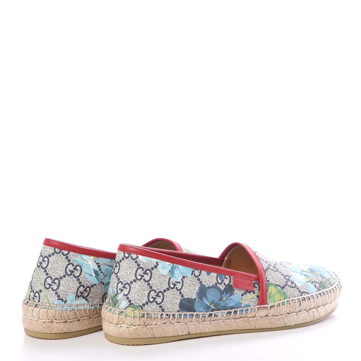 Gucci GG Supreme Monogram Blooms Espadrilles 37.5 Beige Blue Navy Hibiscus Red 4 of 8
