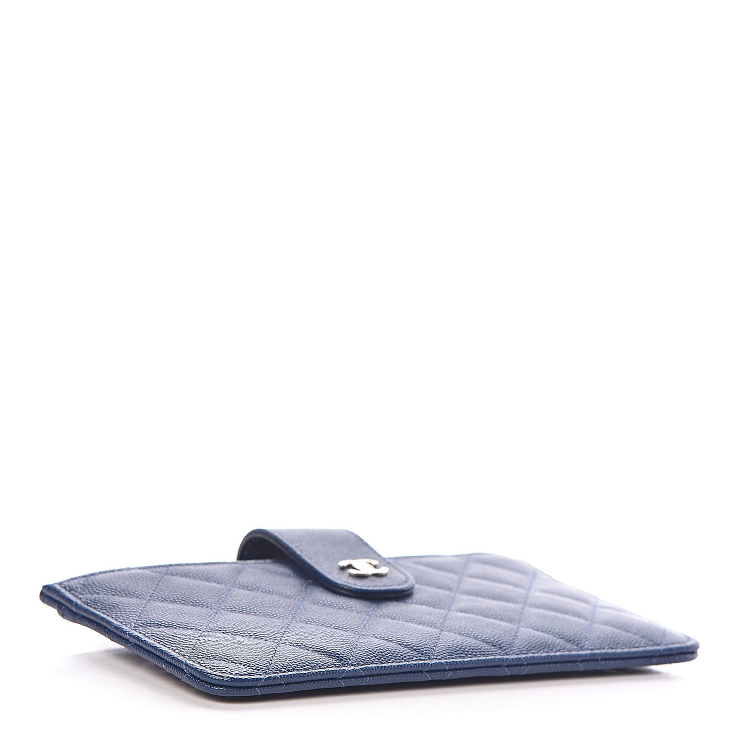 Iridescent Caviar Quilted Classic Strap Pouch Navy
