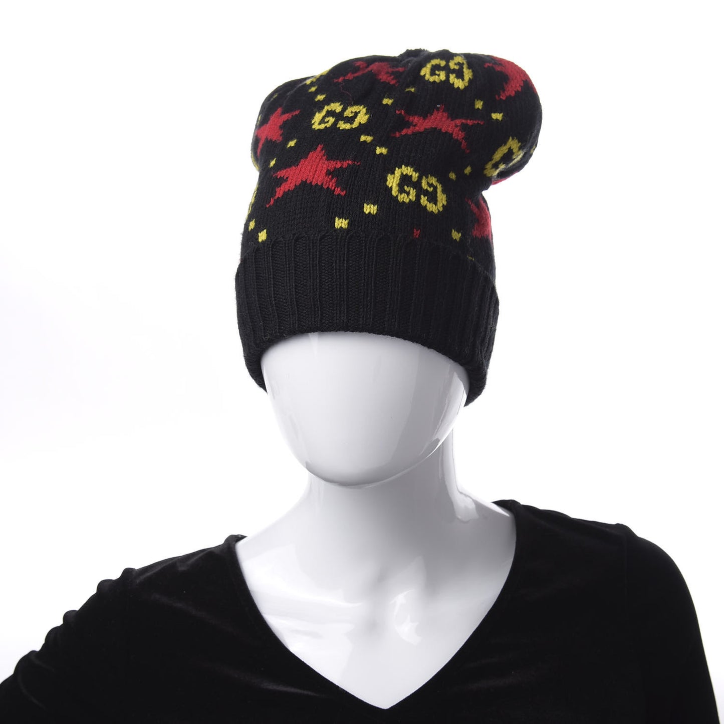 Wool Alpaca Knit Softy Star Beanie Hat L Blacki Yellow