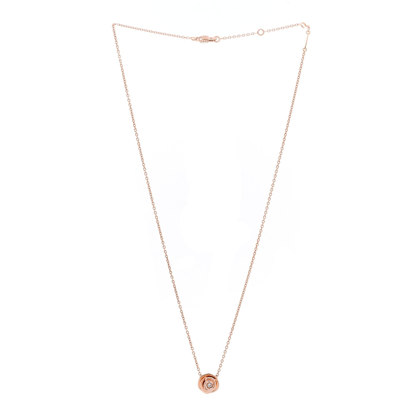 18K Rose Gold Diamond Small Rose Couture Necklace