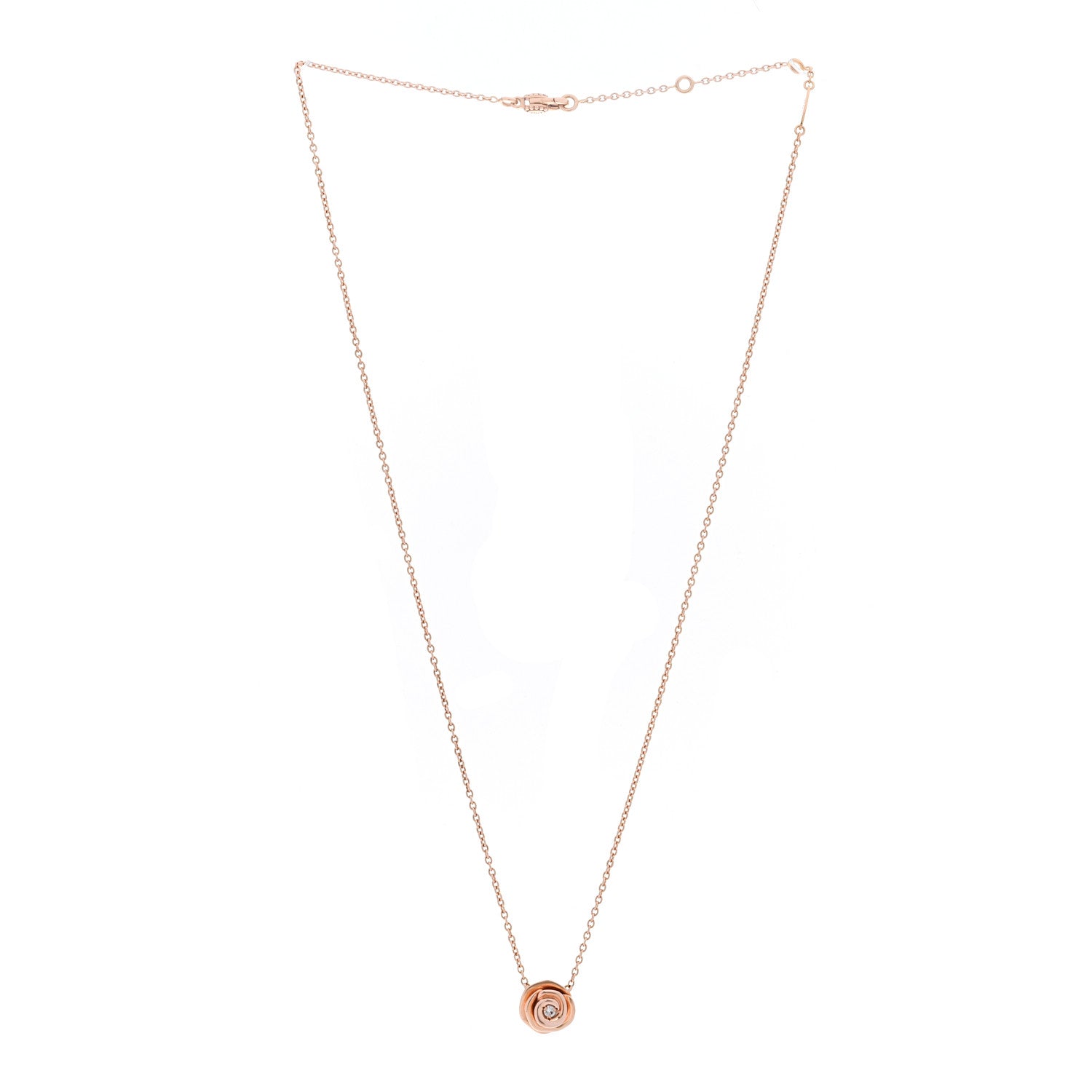 Christian Dior 18K Rose Gold Diamond Small Rose Couture Necklace 3 of 5