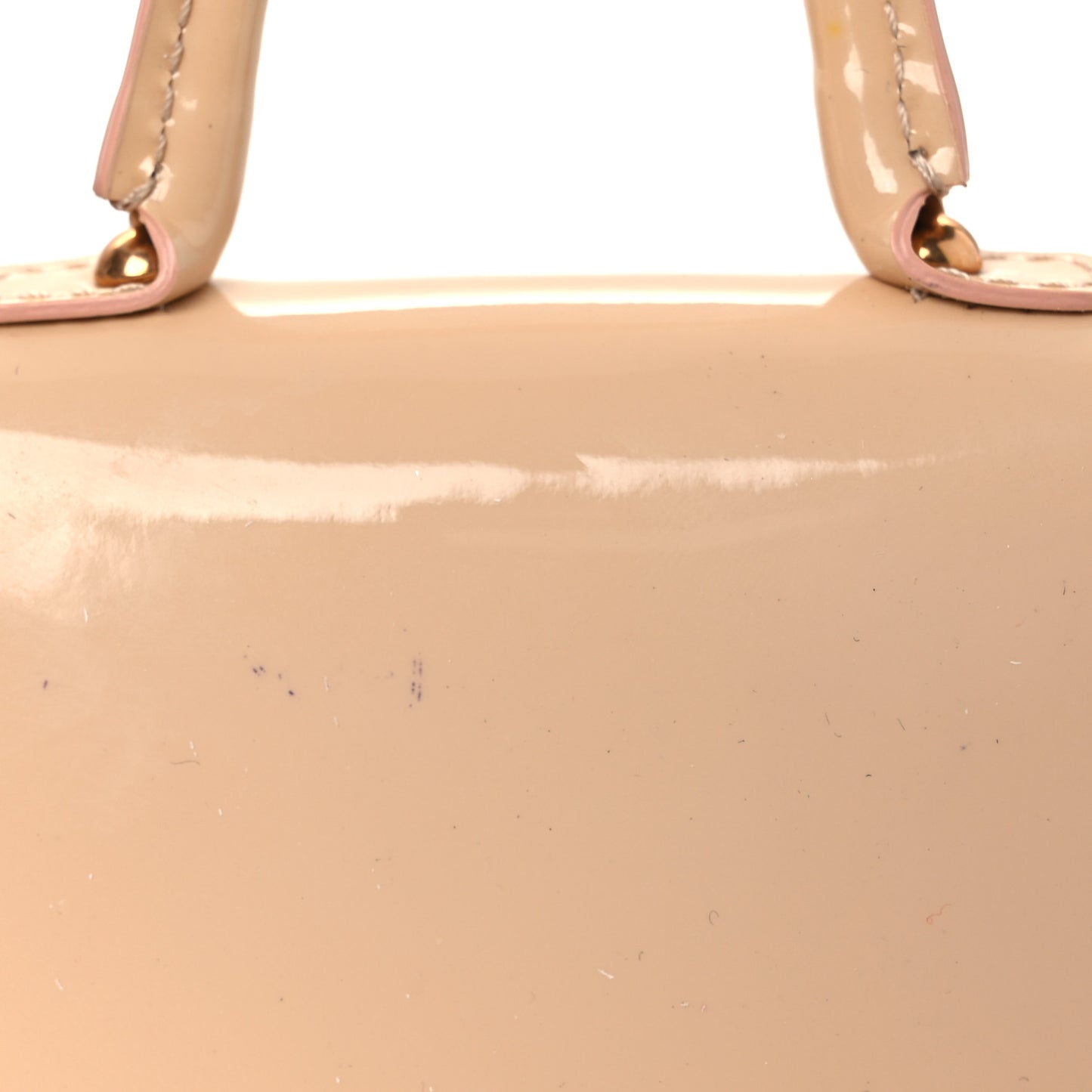 Patent Calfskin Mini Brillant Bag Charm Beige