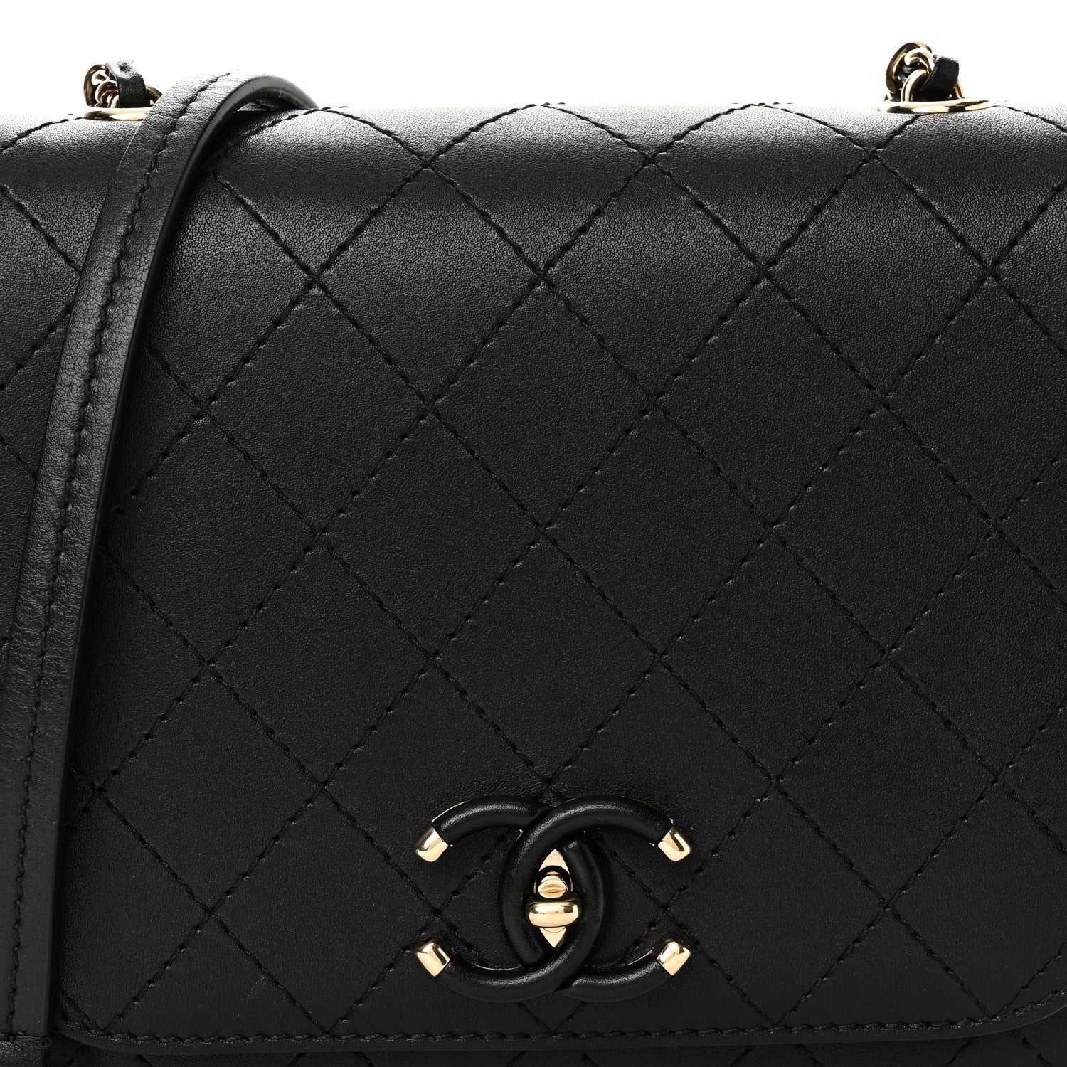 Chanel Calfskin Stitched Small Covered CC Flap Bag Black 7 of 10