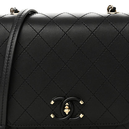 Chanel Calfskin Stitched Small Covered CC Flap Bag Black 7 of 10