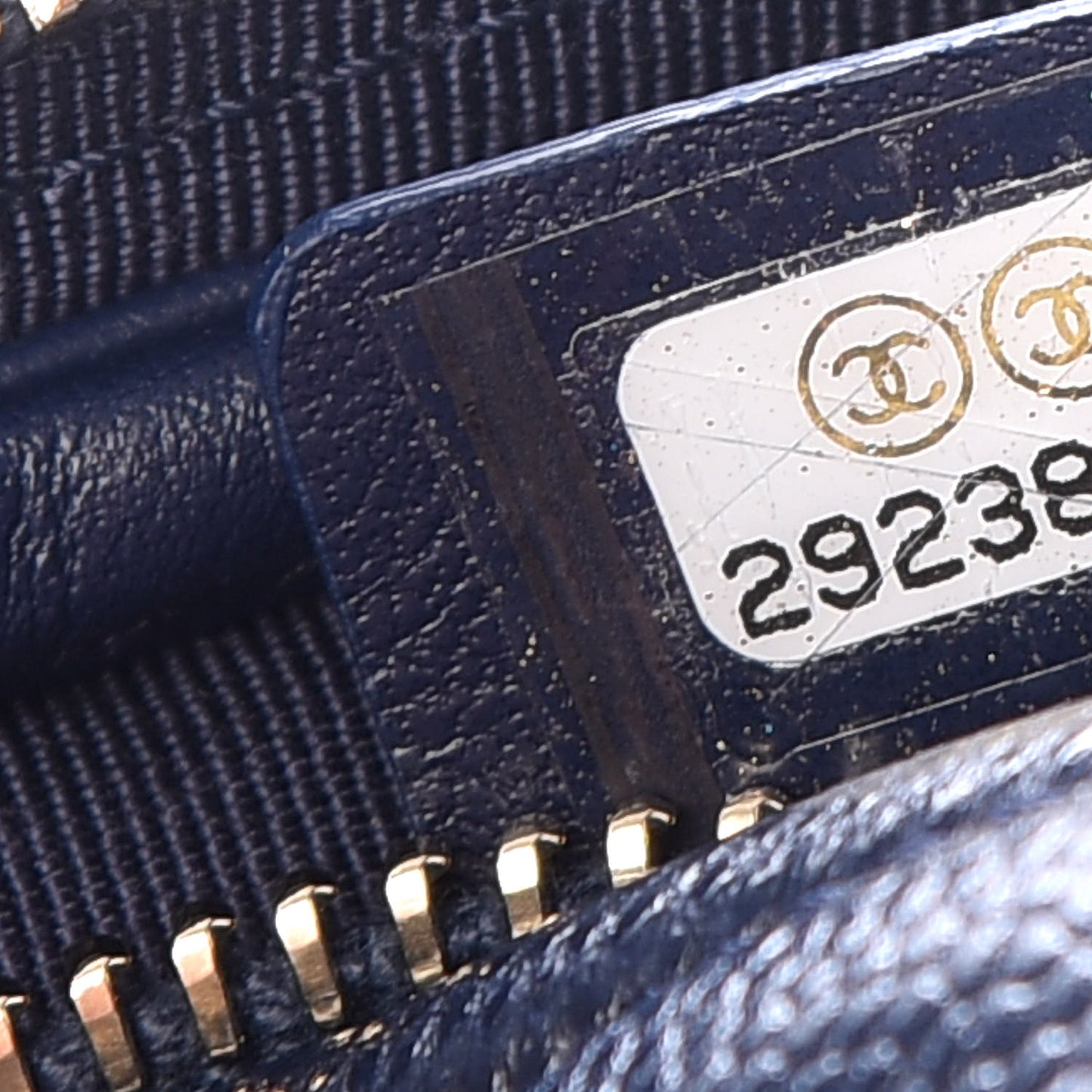 Caviar Quilted Zip Around Classic Coin Purse Navy Blue