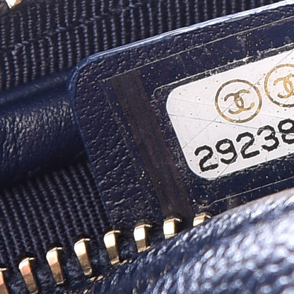Chanel Caviar Quilted Zip Around Classic Coin Purse Navy Blue 7 of 8