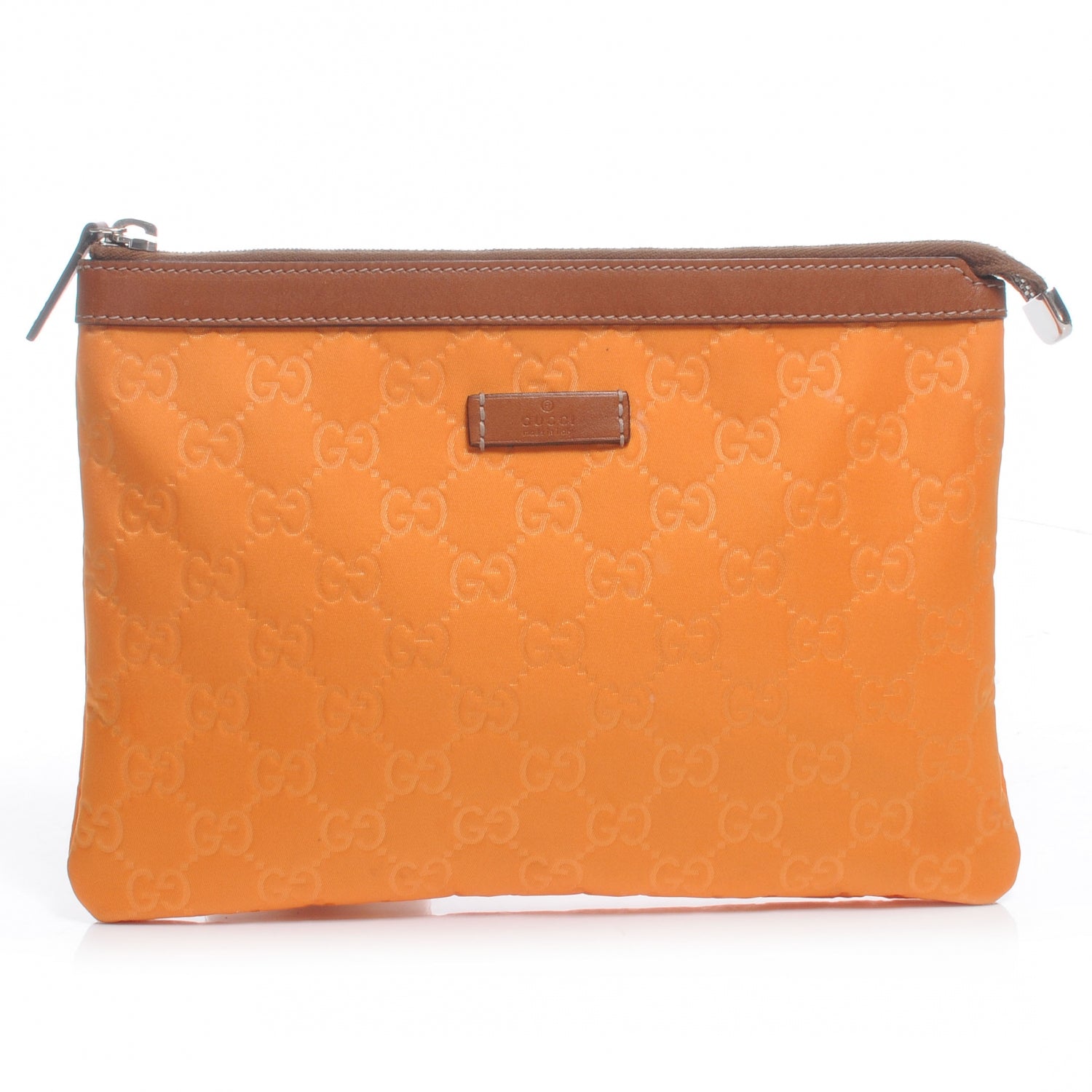Gucci Nylon Monogram Zip Top Pouch Orange 1 of 7