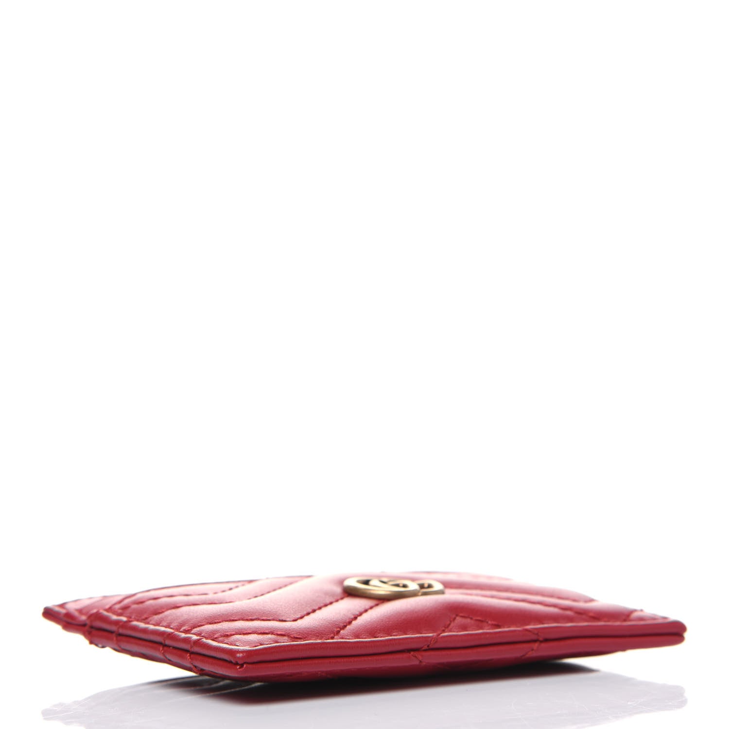 Gucci Calfskin Matelasse GG Marmont Card Holder Hibiscus Red 4 of 12