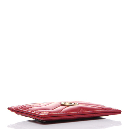 Gucci Calfskin Matelasse GG Marmont Card Holder Hibiscus Red 4 of 12