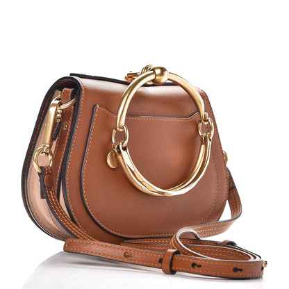 Chloe Calfskin Suede Floral Patchwork Small Nile Bracelet Bag Caramel 4 of 10