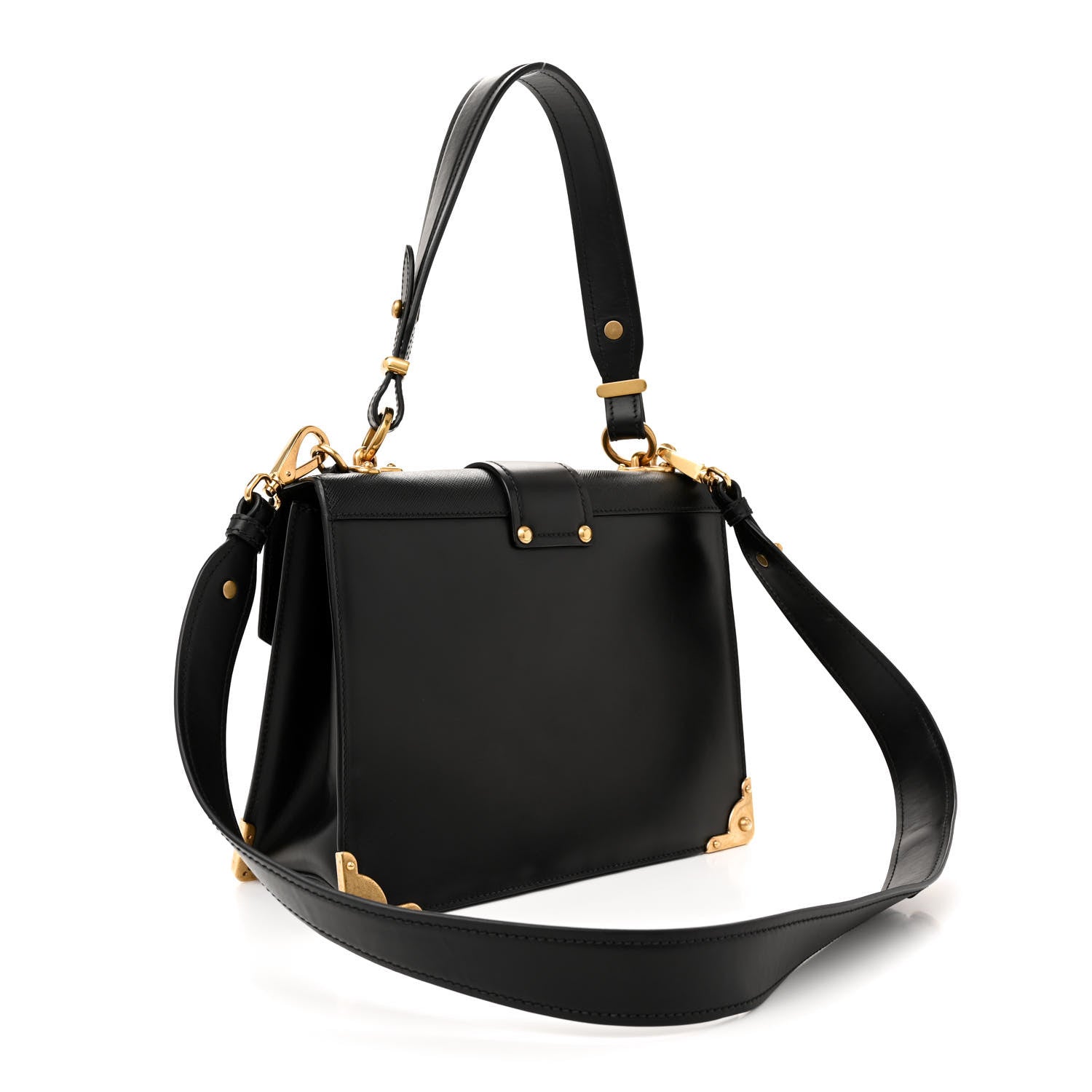 Prada Antic Soft Saffiano Lions Head Cahier Shoulder Bag Black 3 of 14