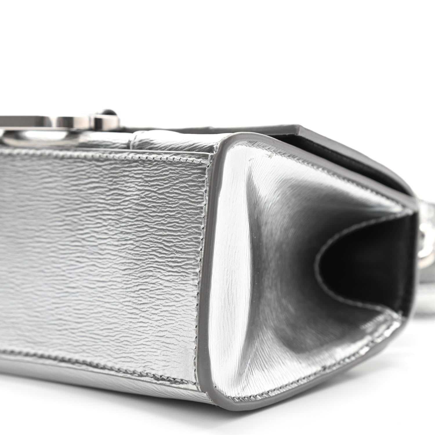 Balenciaga Metallic Textured Calfskin Hourglass Top Handle Bag XS Silver 9 of 10