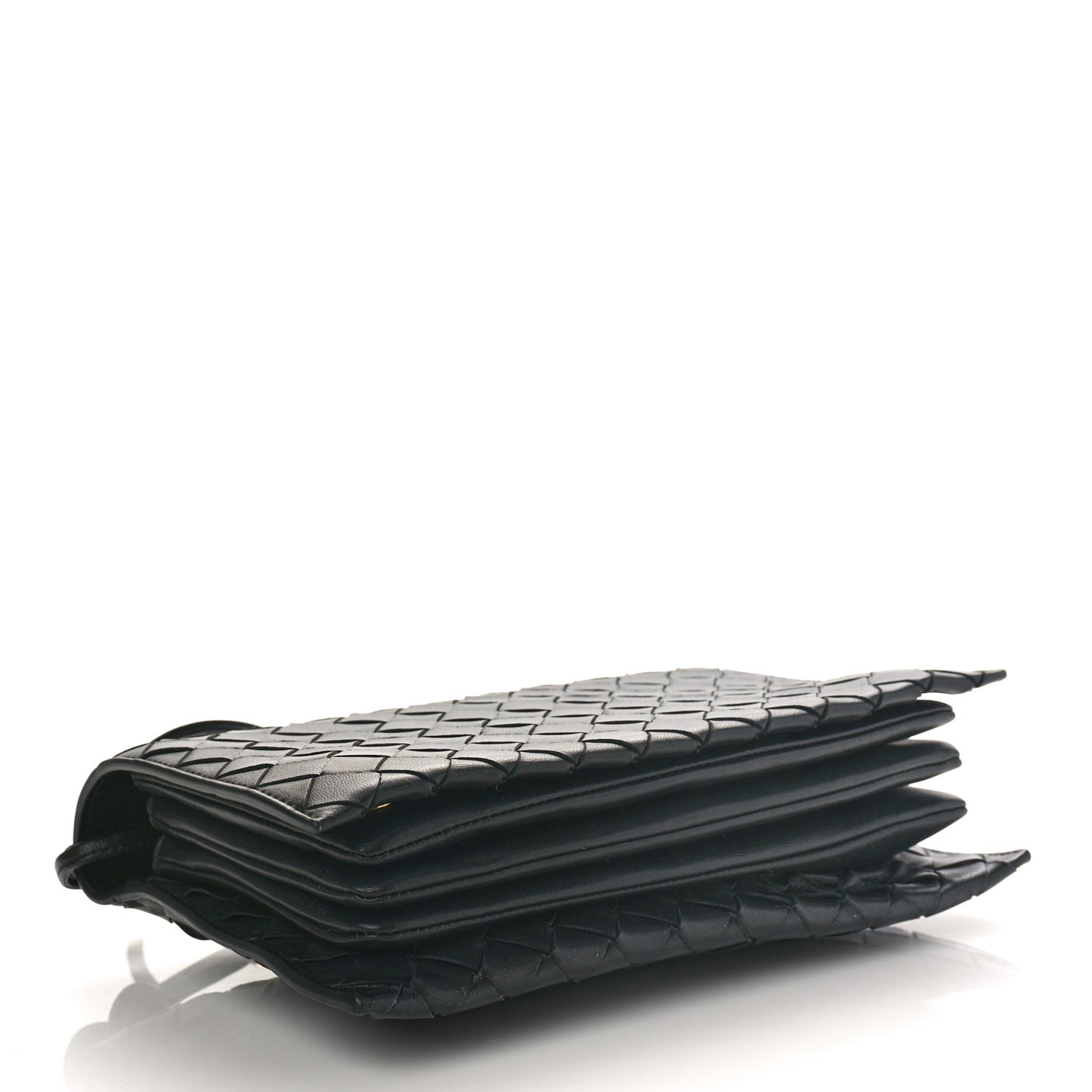Nappa Intrecciato Trio Pouch On Strap Black