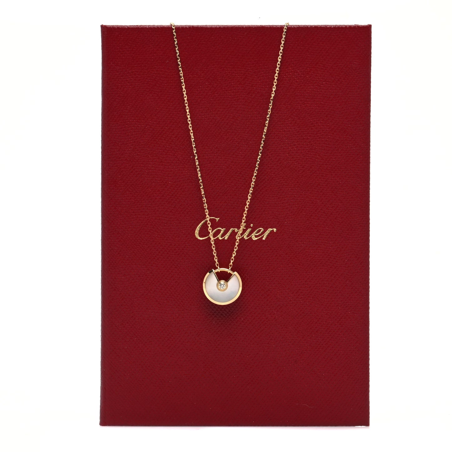 18K Yellow Gold Diamond Mother of Pearl XS Amulette de Cartier Pendant Necklace