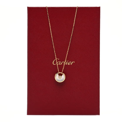 Cartier 18K Yellow Gold Diamond Mother of Pearl XS Amulette de Cartier Pendant Necklace 8 of 8