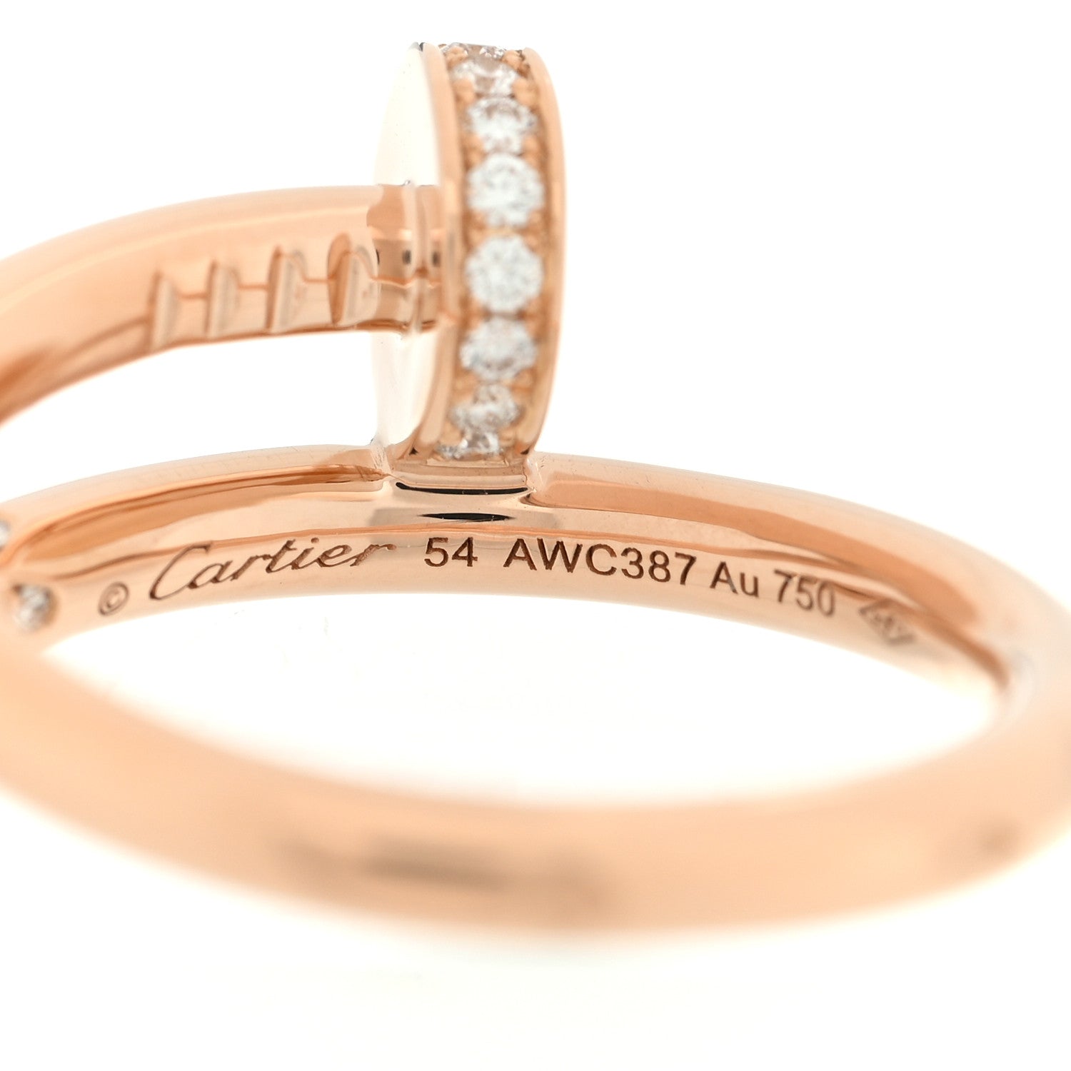 Cartier 18K Pink Gold Diamond Juste Un Clou Ring 54 6.75 4 of 6