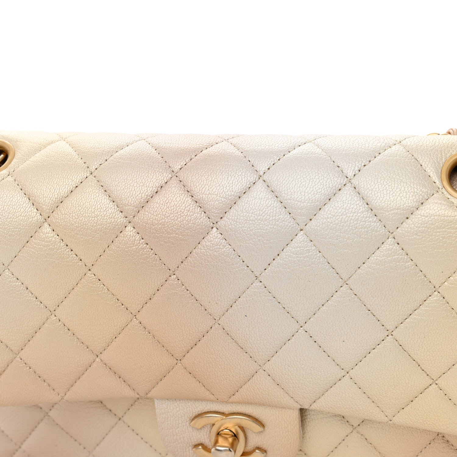 Chanel Metallic Goatskin Quilted Ombre Medium Double Flap Gold 12 of 12