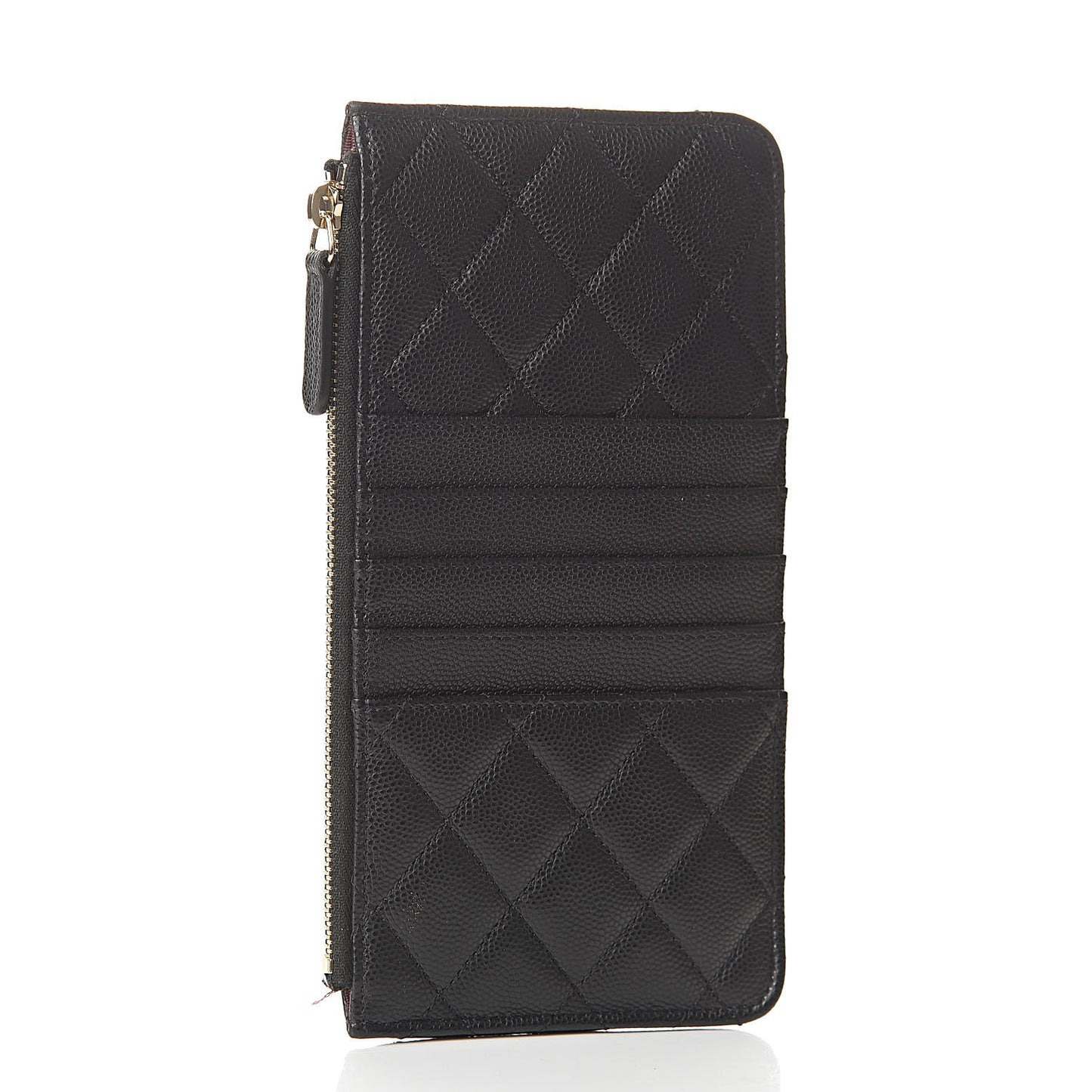 Caviar Quilted Classic Flat Wallet Pouch Black