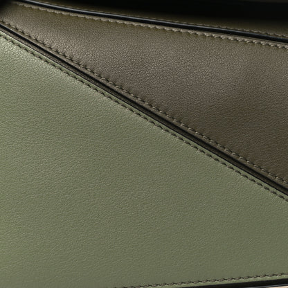 Loewe Grained Calfskin Small Puzzle Bag Autumn Green Light Oat 7 of 9