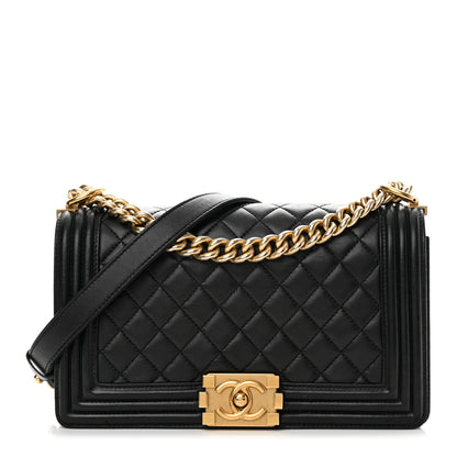 Chanel Lambskin Quilted Medium Boy Flap Black 1 of 13