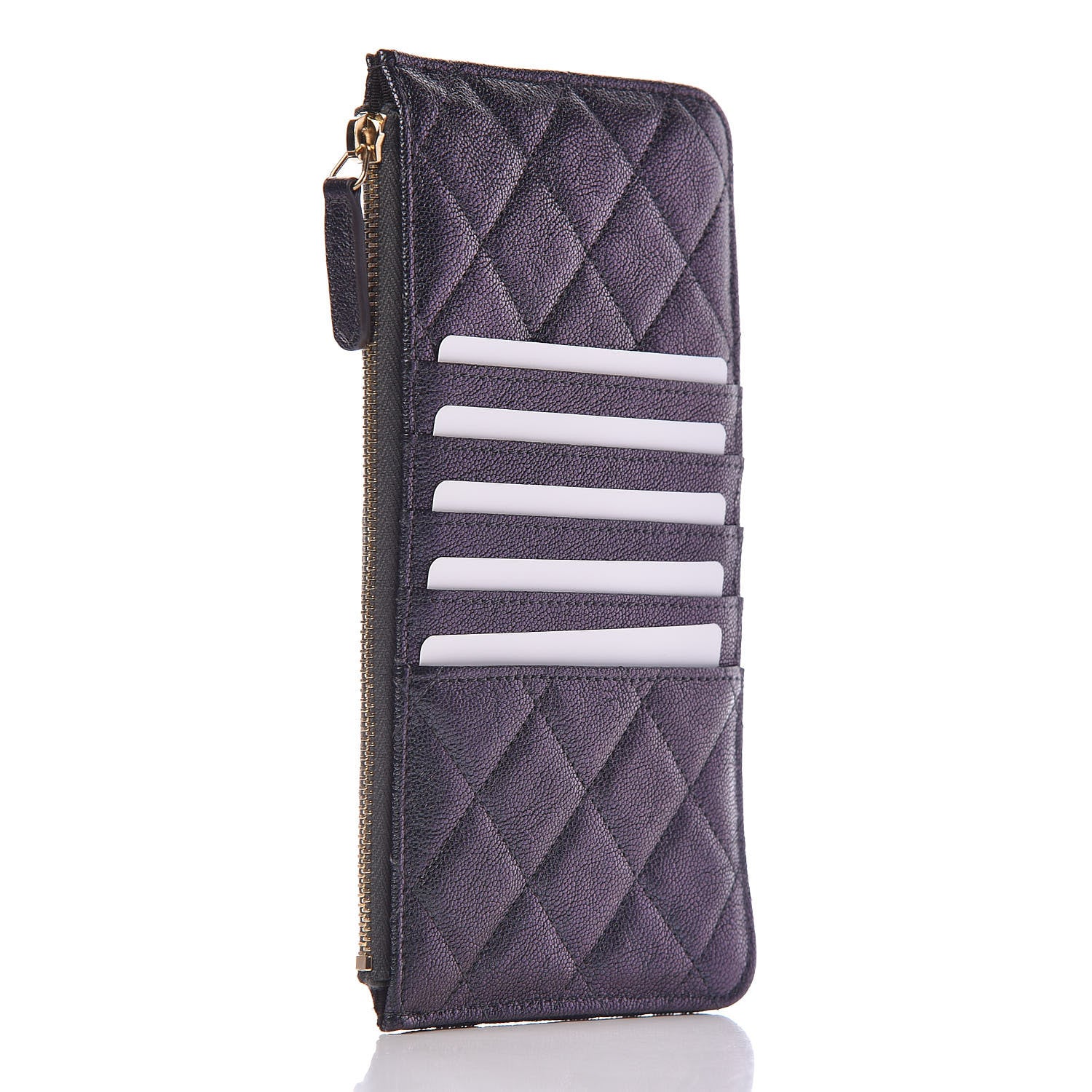 Chanel Iridescent Caviar Quilted Classic Flat Wallet Pouch Black 3 of 8