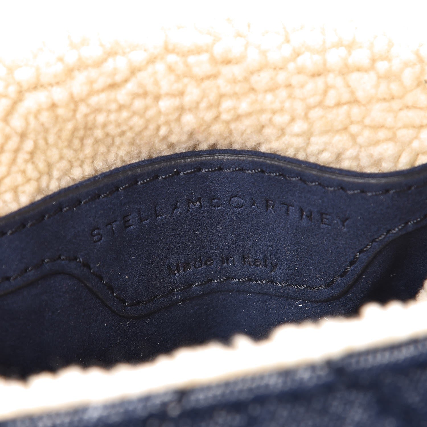 Stella McCartney Denim Eco Shearling Quilted Small Beckett Shoulder Bag Blue 6 of 7
