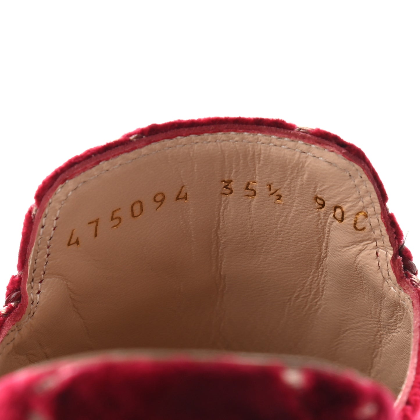 Velvet GG Monogram Womens Princetown Slippers 35.5 Red Cipria