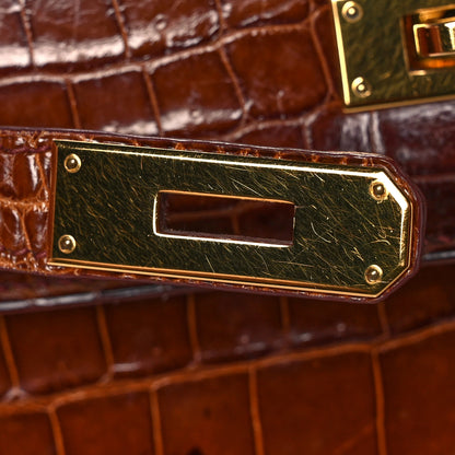 Hermes Shiny Niloticus Crocodile Kelly Sellier 28 Miel 26 of 34