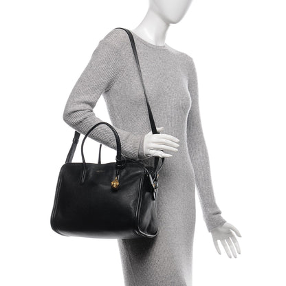 Alexander McQueen Pebbled Calfskin Small Skull Padlock Zip Around Tote Black 2 of 7