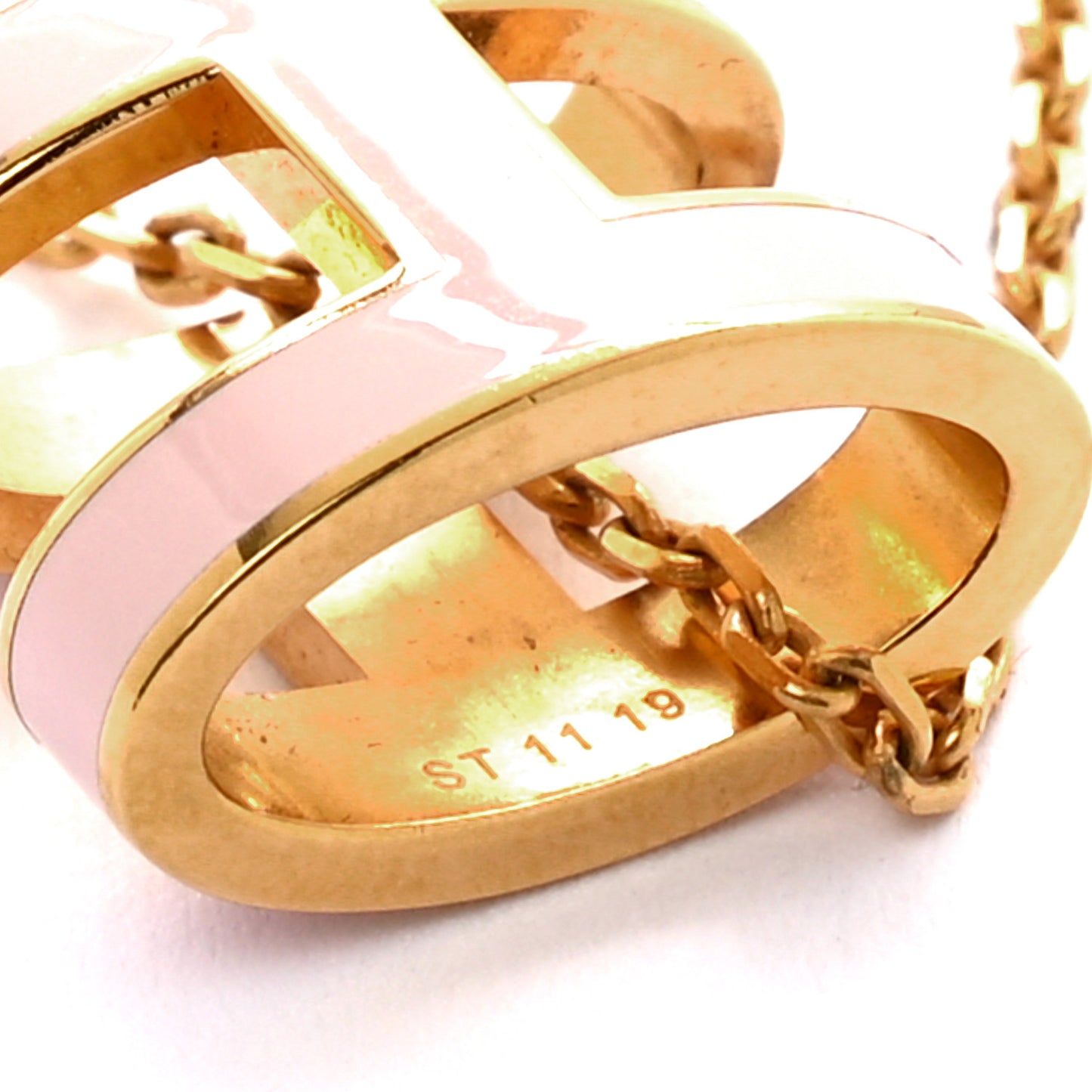 Lacquered Gold Pop H Pendant Necklace Rose Dragee