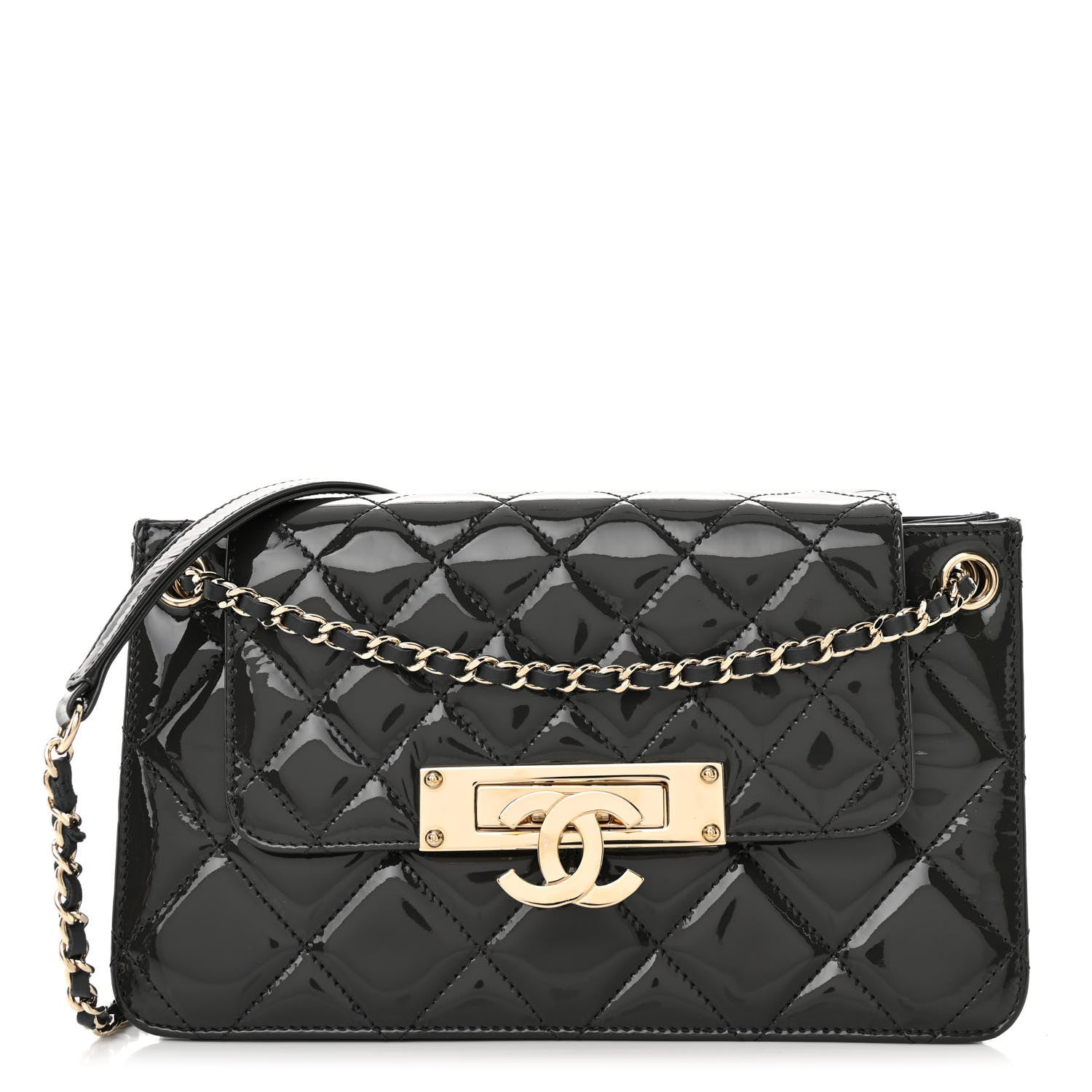 Chanel Patent Golden Class Accordion Flap Bag Dark Grey 1 of 10