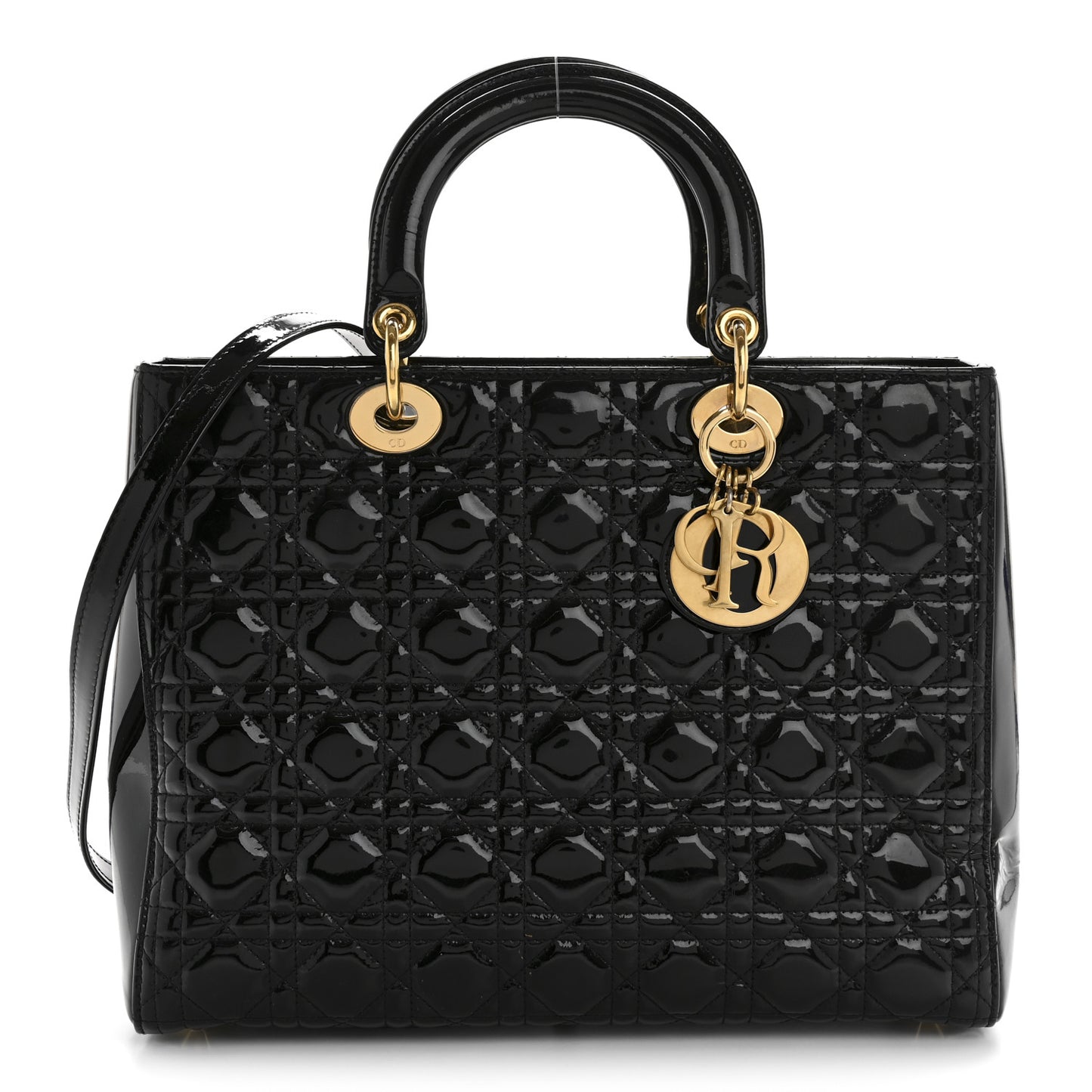 Patent Cannage Large Lady Dior Black