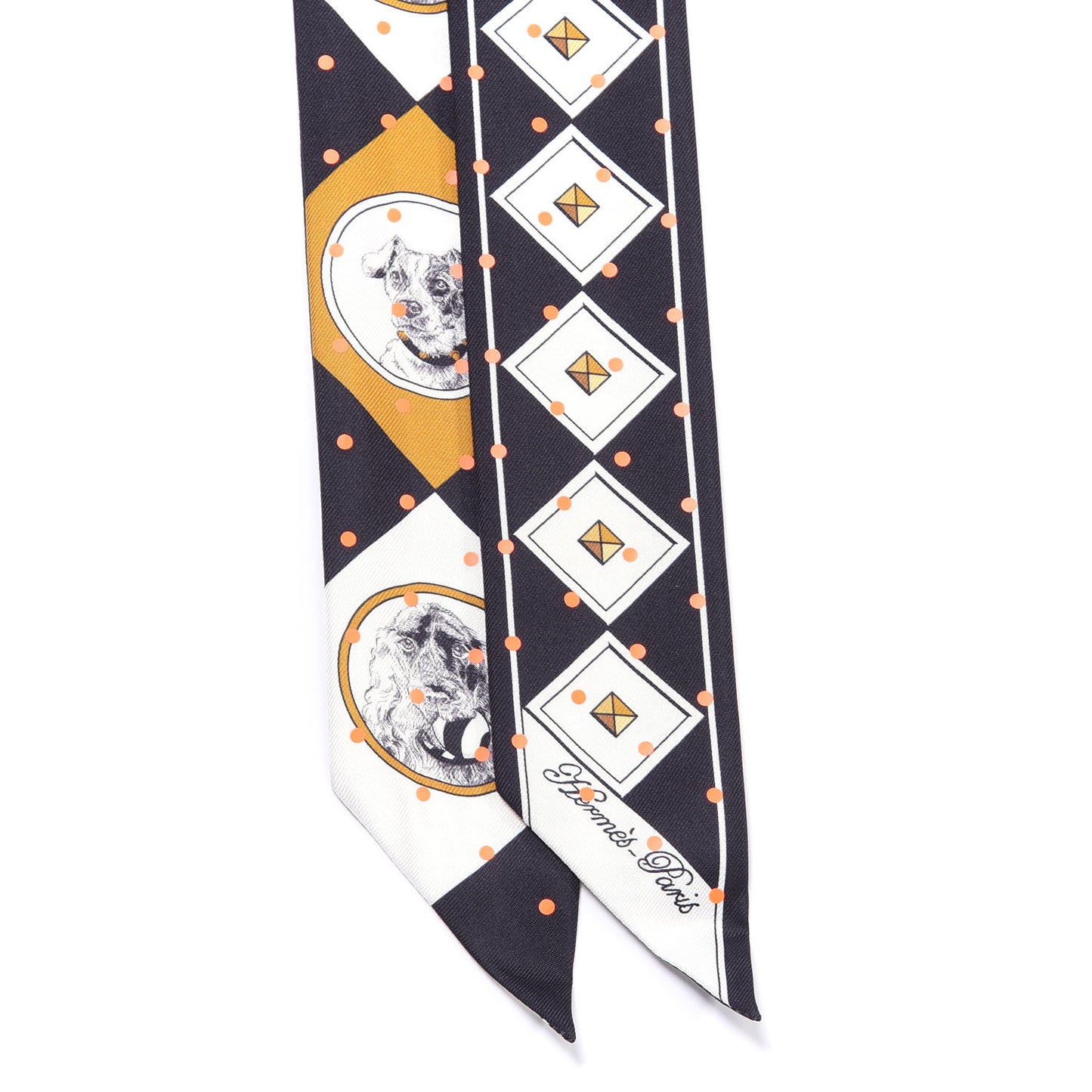 Silk Colliers Et Chiens Twilly Black Gold White