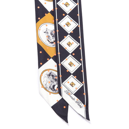 Hermes Silk Colliers Et Chiens Twilly Black Gold White 2 of 4