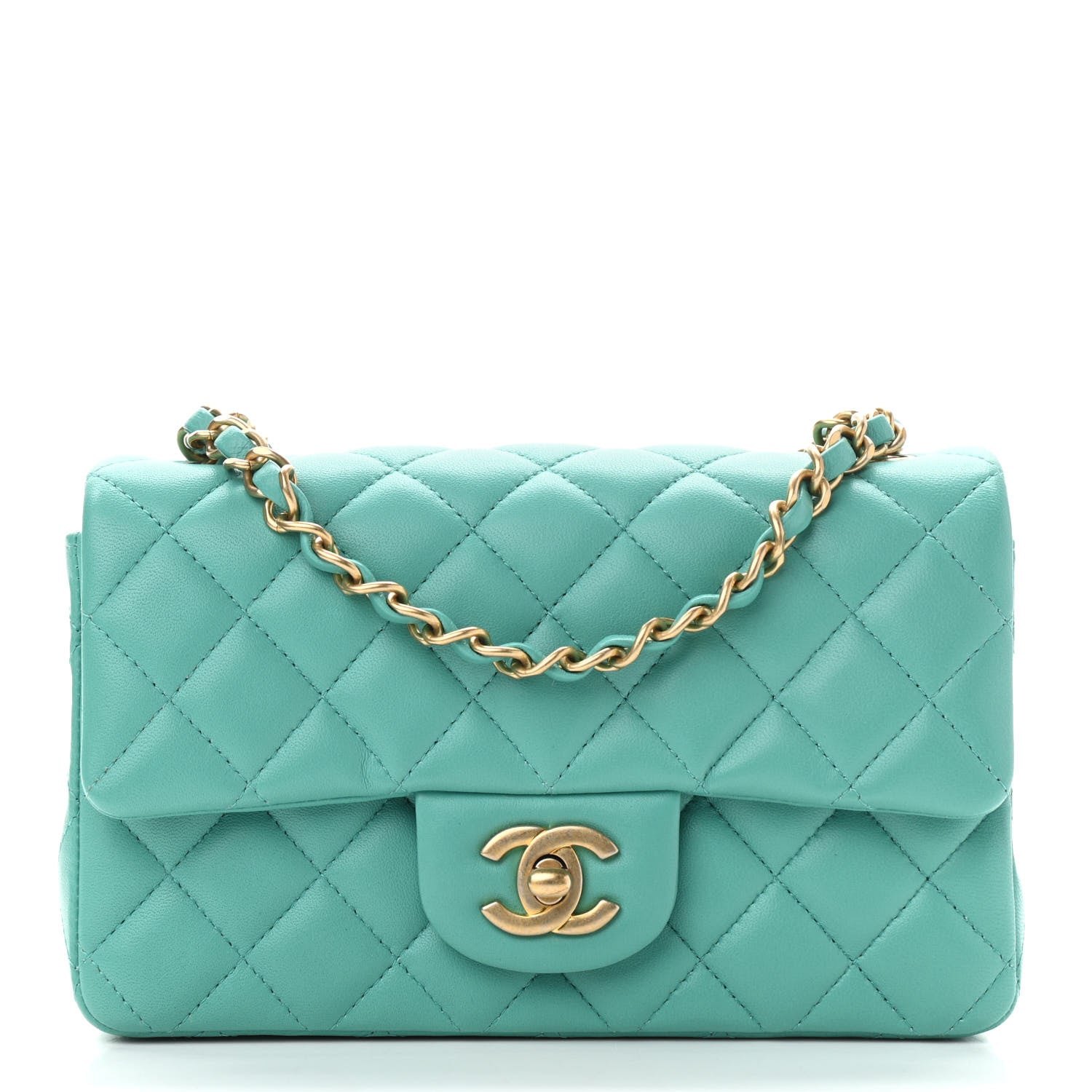 Chanel Lambskin Quilted Mini Rectangular Flap Green 1 of 12