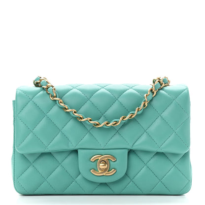 Chanel Lambskin Quilted Mini Rectangular Flap Green 1 of 12