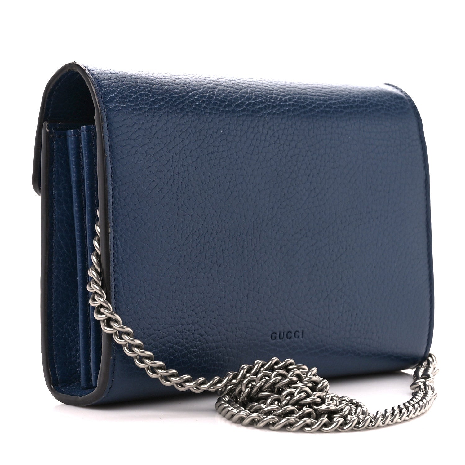 Gucci Dollar Calfskin Crystal Mini Dionysus Chain Wallet Blue Agata Black Diamond 3 of 12
