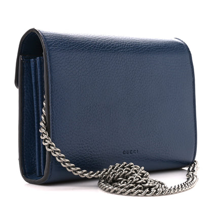 Gucci Dollar Calfskin Crystal Mini Dionysus Chain Wallet Blue Agata Black Diamond 3 of 12