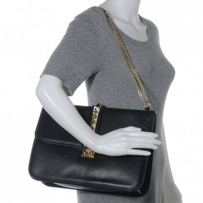 Valentino Garavani Vitello Grande Glam Lock Rockstud Flap Black 2 of 7