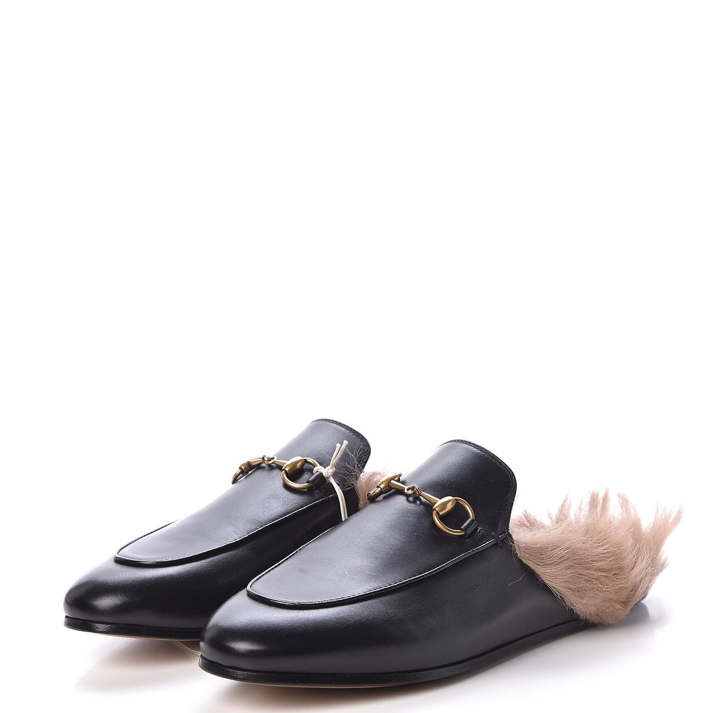 Calfskin Fur Womens Princetown Slippers 37 Black