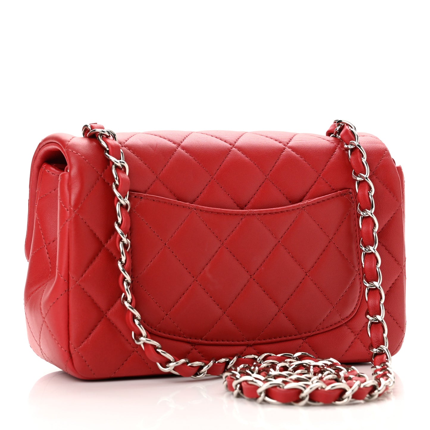 Lambskin Quilted Mini Rectangular Flap Red