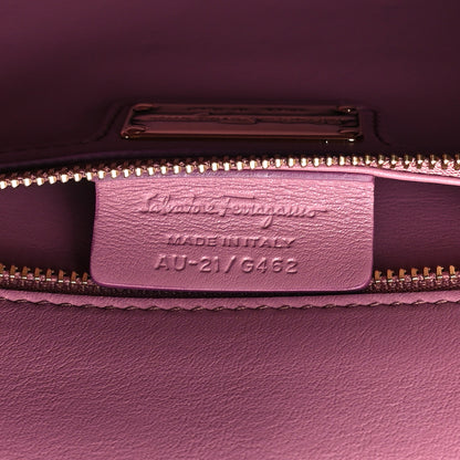 Salvatore Ferragamo Pebble Calfskin Ginny Vara Bow Shoulder Bag Mauve 7 of 11