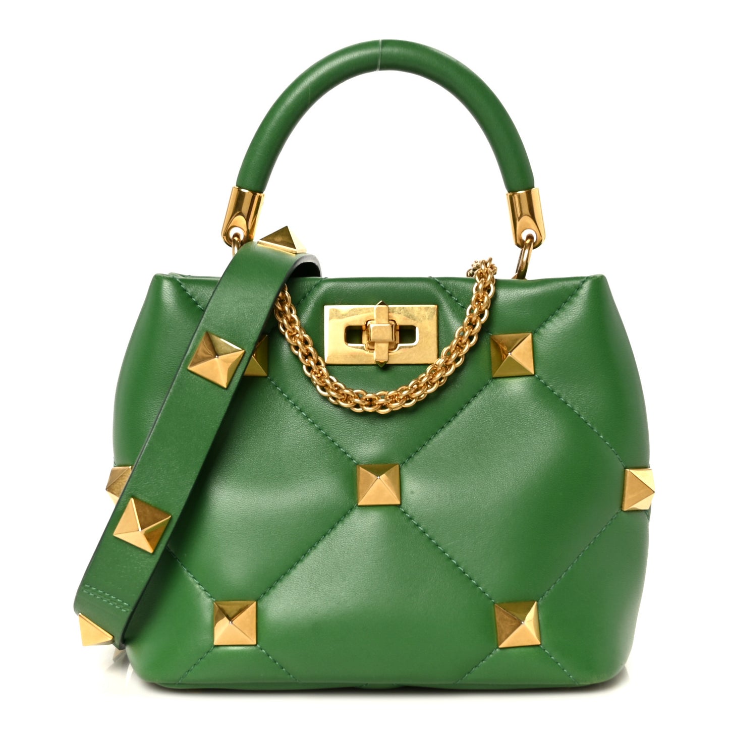 Nappa Small Roman Stud The Handle Bag Gea Green