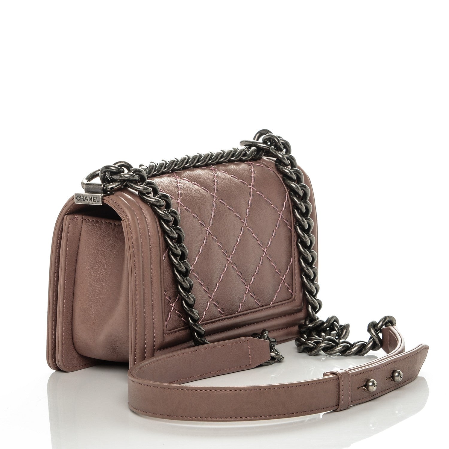 Chanel Calfskin Double Stitch Small Boy Flap Light Purple 3 of 7