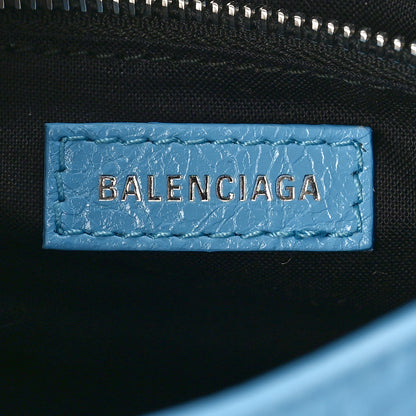 Balenciaga Agneau Classic Silver Hardware Mini City Logo Strap Baby Blue Black 6 of 10