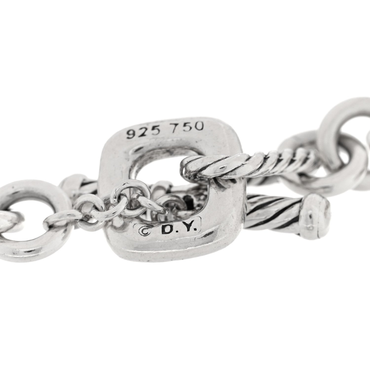 David Yurman Sterling Silver 18k Yellow Gold Cable Heart Charm Bracelet 3 of 3
