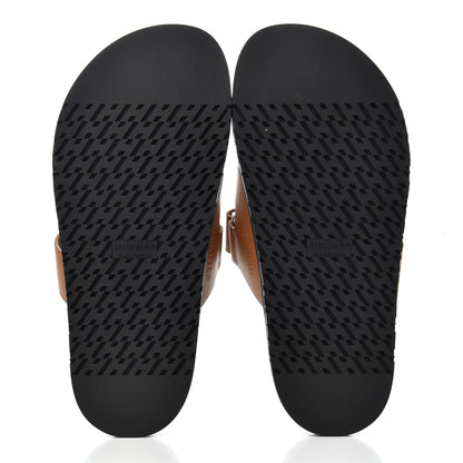Hermes Calfskin Womens Chypre Sandals 38.5 Gold 5 of 9