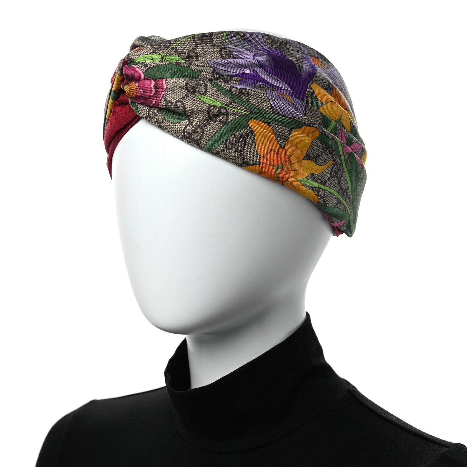 Gucci Silk Monogram Flora Print Headband M Red 2 of 7
